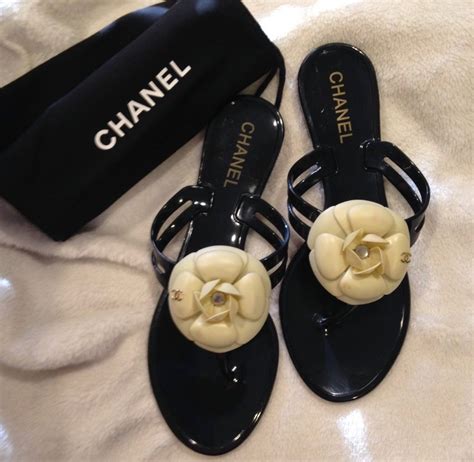 chanel sandals flower|chanel black flat sandals.